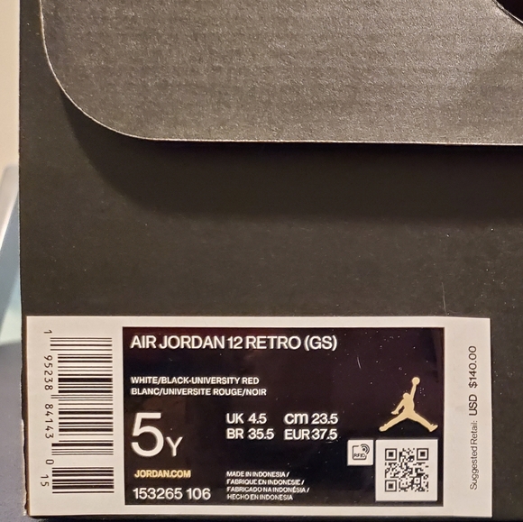 Air Jordan 12 “Twist” Color: White/University Red-BlackStyle Size: 5Y = 6.5 WMNS - Picture 2 of 15